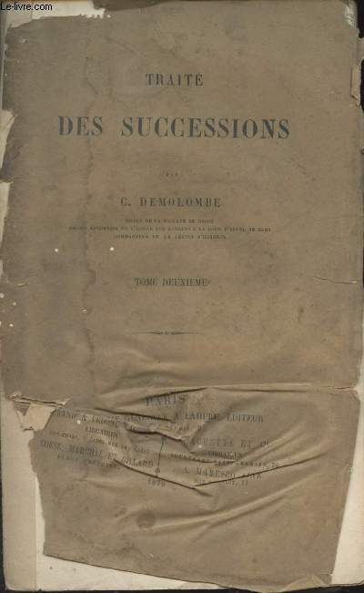 Trait des successions - Tome 2