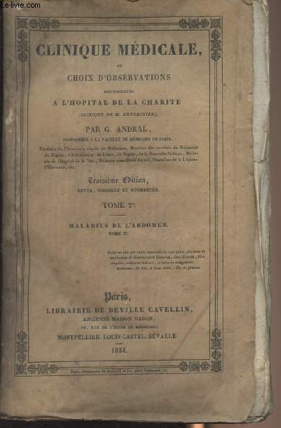 Clinique mdicale, ou choix d'observations recueillies  l'hpital de la Charit (Clinique de M. Lherminier) - 3e dition - Tome 2, Maladies de l'abdomen