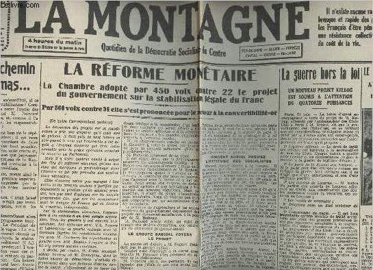 A la une - Fac-simil 50 - vol.3 - La Montagne - 10e anne n3034 lundi 25 juin 1928 - Sur le chemin de Damas..- La rforme montaire - La guerre hors la loi - Le tour de France cycliste...