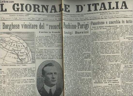 A la une - Fac-simil 37- vol.1 -Il Giornale d'Italia anno VII n222 sabato 10 agosto 1907- Il ritorno di Borghese vincitore del 