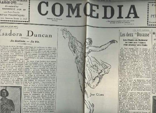 A la une - Fac-simil 36- vol.3 -Comoedia 21e anne n5367 vend. 16 sept. 27- Isadora Duncan, sa destine, sa vie- Les deux 