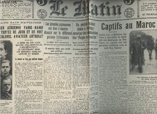 A la une - Fac-simil 47- vol.3 - Le Matin 44e anne n15967 merc. 7 dc. 1927- La liaison arienne Paris-Hanoi va tre tente de jour & de nuit par le Colonel Aviateur Antoinat- Captifs au Maroc inconnu- La musique des ondes thres...