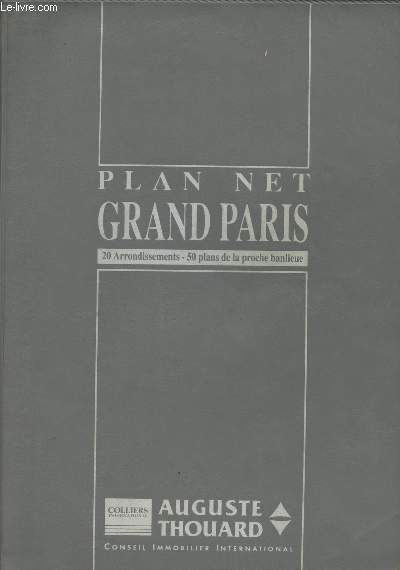 Grand Plan net de Paris - 20 arrondissements, 80 quartiers sans uniques, mtro - 50 plans de la Proche Banlieue, plan gnral de Parie, sorties de Paris, Axes rouges...