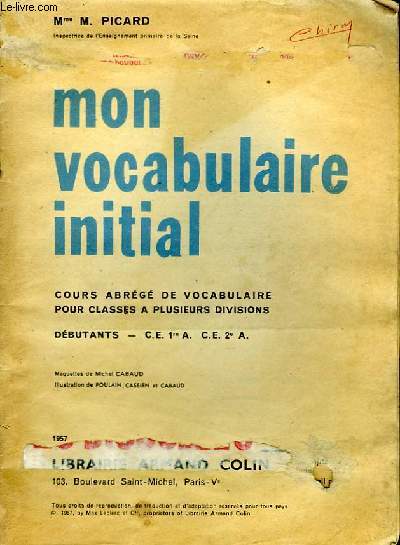 MON VOCABULAIRE INITIAL - DEBUTANTS - C.E. 1er A., C.E. 2e A.