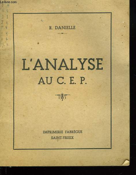 L'ANALYSE AU C.E.P.