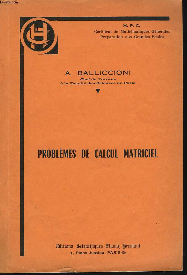 PROBLEMES DE CALCUL MATRICIEL