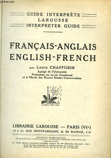 GUIDE INTERPRETE LAROUSSE FRANCAIS-ANGLAIS