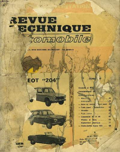 REVUE TECHNIQUE AUTOMOBILE PEUGEOT 