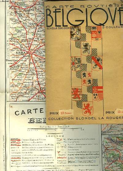 CARTE ROUTIERE DE BELGIQUE. ECHELLE 320.000e