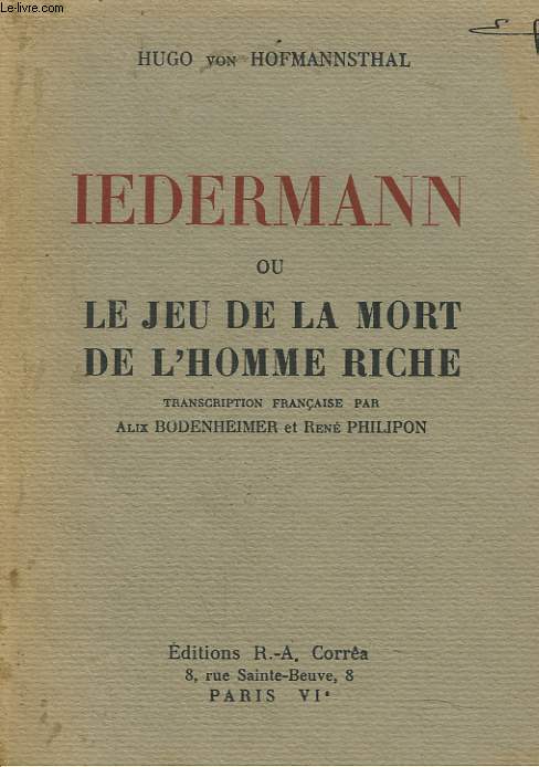 IEDERMANN ou LE JEU DE LA MORT DE L'HOMME RICHE.