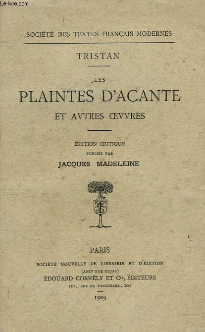 LES PLAINTES D'ACANTE ET AUTRES OEUVRES
