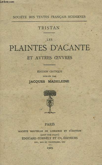 LES PLAINTES D'ACANTE ET AUTRES OEUVRES