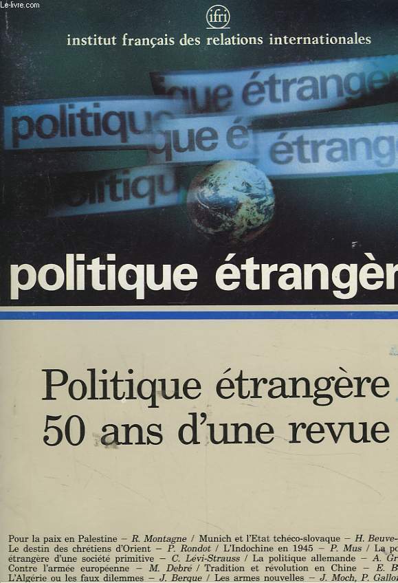 POLITIQUE ETRANGERE, 50 ANS D'UNE REVUE. HORS-SERIE 1986.