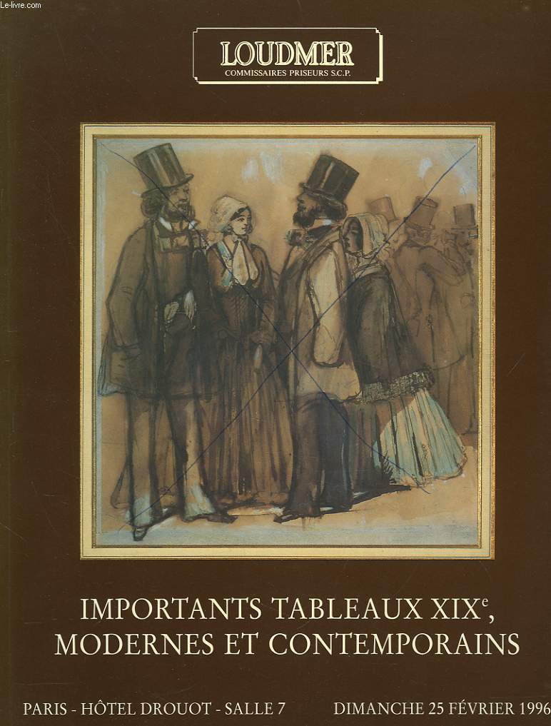 IMPORTANTS TABLEAUX XIXe, MODERNES ET CONTEMPORAINS. PARIS, HTEL DROUOT, SALLE 7. DIMANCHE 25 FEVRIER 1996.