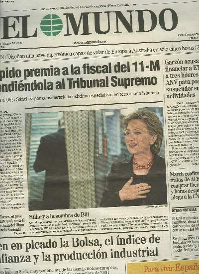 EL MUNDO N6.624, ANO XX, MIERCOLES6 DE FEBRERO DE 2006. PUMPIDO PREMIA A LA FISCAL DEL 11-M ASCENDIENDOLA AL TRIBUNAL SUPREMO / CAEN EN PICADO LA BOLSA, EL INDICE DE CONFIANZIA Y LA PRODUCCION INDUSTRIAL / ...