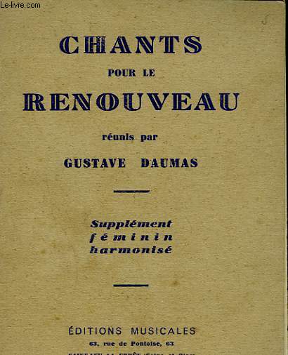 CHANTS POUR LE RENOUVEAU. SUPPLEMENT FEMININ HARMONISE.