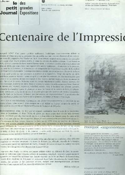 LE PETIT JOURNAL DES GRANDES EXPOSITIONS N 16, 21 SEPTEMBRE-24 NOVEMBRE 1974. CENTENAIRE DE L'IMPRESSIONISME.