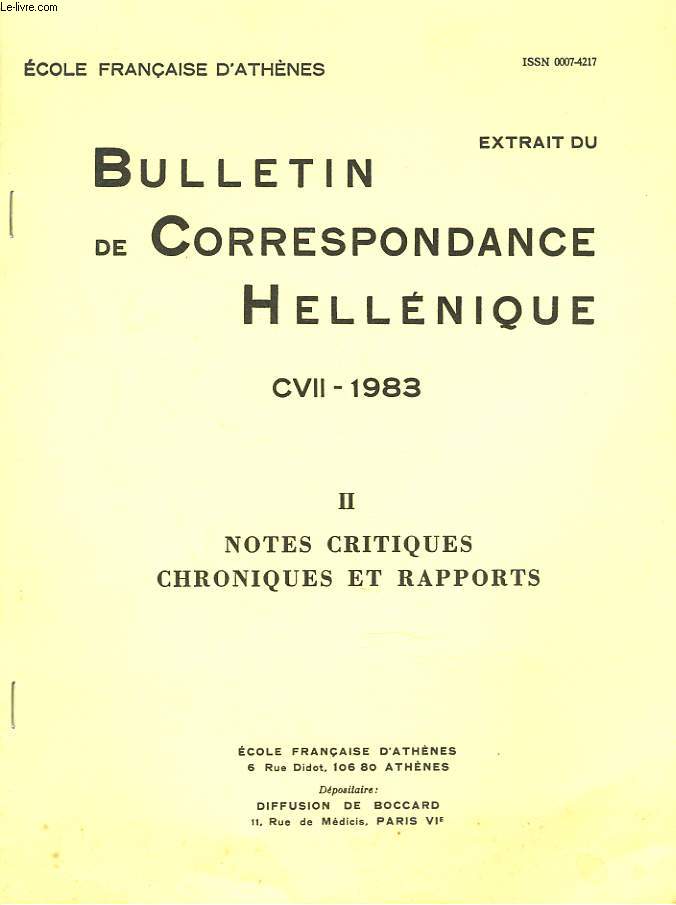 BULLETIN DE CORRESPONDANCES HELLENIQUES (EXTRAIT DE). CVII-1983-II. NOTES CRITIQUES, CHRONIQUES ET RAPPORTS. ACR. 2381, VINGT ANS APRES, par JEAN MARCADE + ENVOI DE L'AUTEUR.