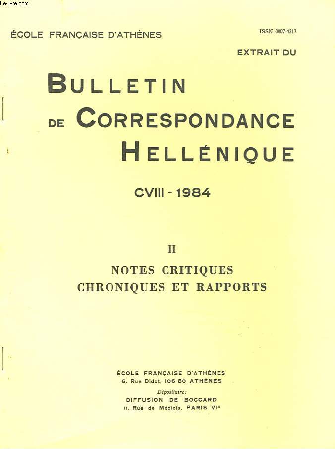 BULLETIN DE CORRESPONDANCES HELLENIQUES (EXTRAIT DE). CVIII-1984-II. NOTES CRITIQUES, CHRONIQUES ET RAPPORTS. UN NOUVEAU BORNAGE INSCRIT A DELPHES, par fRANCOIS QUEYREL + ENVOI DE L'AUTEUR.