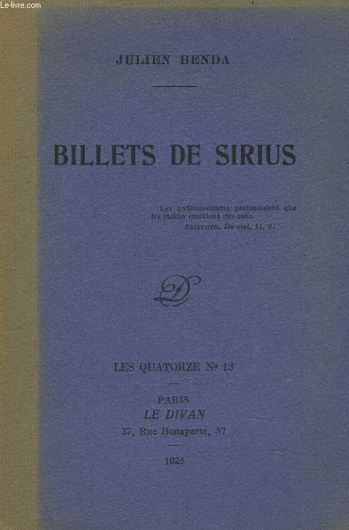 BILLETS DE SIRIUS.