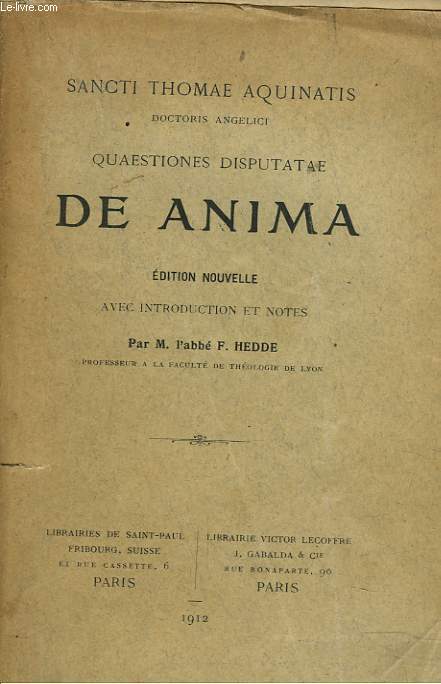 QUAESTIONES DISPUTATAE DE ANIMA.