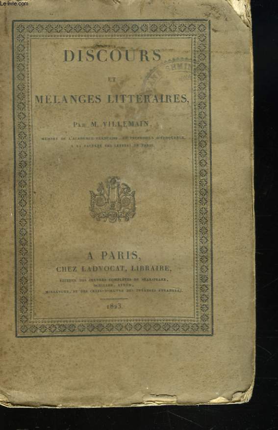 DISCOURS ET MELANGES LITTERAIRES