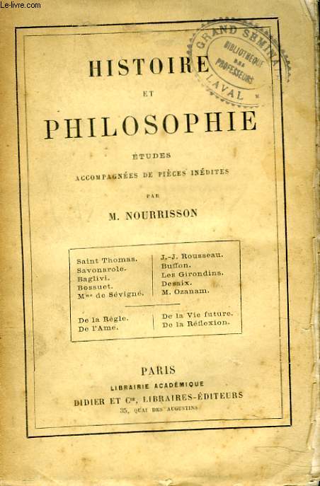 HISTOIRE DE LA PHILOSOPHIE. tudes accompagnes de pices indites.