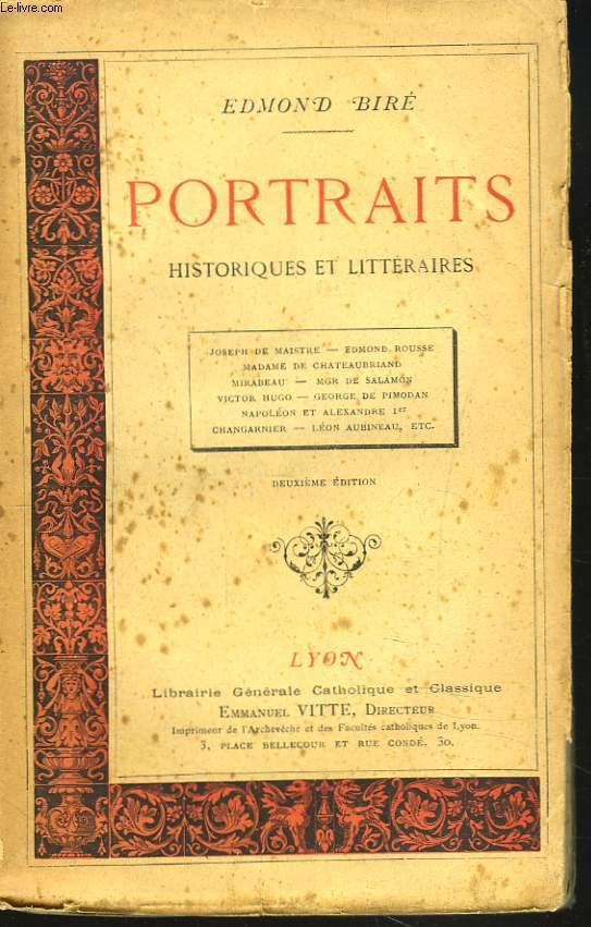 PORTRAITS HISTORIQUES ET LITTERAIRES.