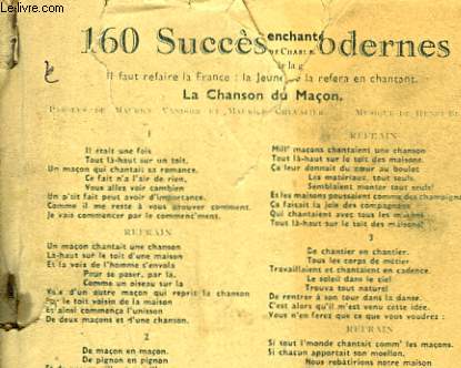 JEUNESSE QUI CHANTE. RECUEIL CHANSONS. 160 SUCCES MODERNES.