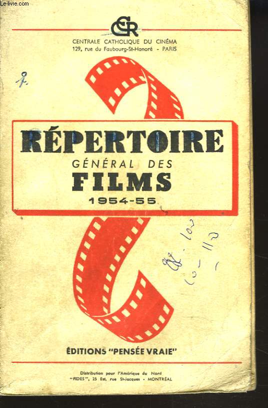 REPERTOIRE GENERAL DES FILMS 1954-1955.
