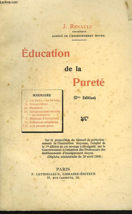 EDUCATION DE LA PURETE.