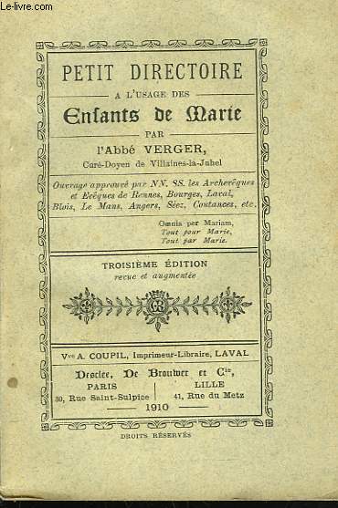 PETIT DIRECTOIRE A L'USAGE DES ENFANTS DE MARIE