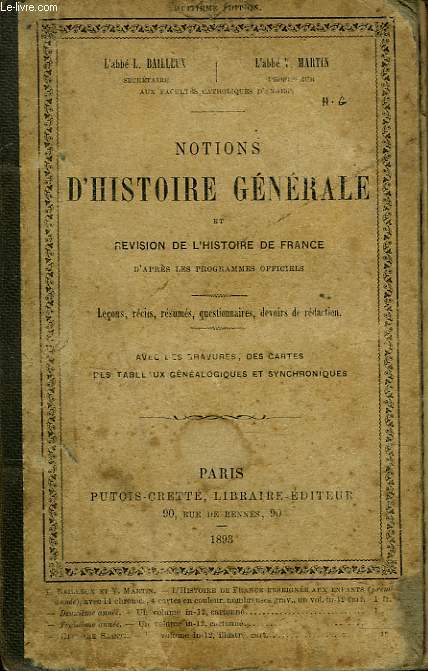 NOTIONS D'HISTOIRE GENERALE ET REVISION DE L'HISTOIRE DE FRANCE.