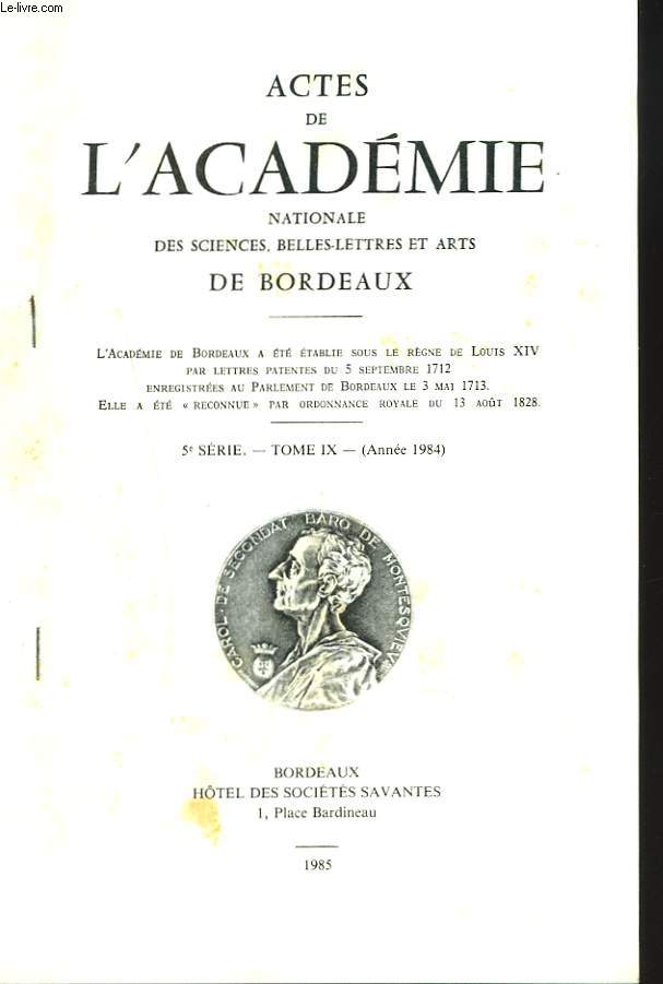 ACTES DE L'ACADEMIE NATIONALE DES SCIENCES, BELLES LETTRES ET ARTS DE BORDEAUX. 5e SERIE, TOME IX, ANNEE 1984. Sance du 22 novembre 1984.. L'OEUVRE DE VICTOR DURUY A MONT-DE-MARSAN par M. LOUIS PAPY. + ENVOI DE L'AUTEUR.