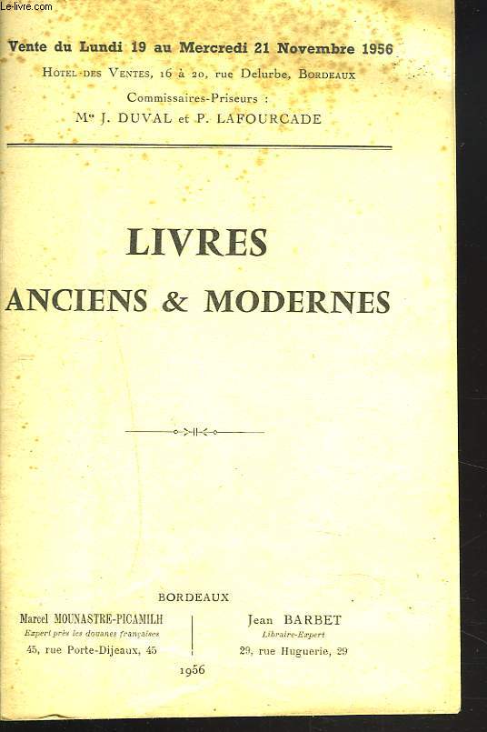 CATALOGUE DE LIVRES ANCIENS ET MODERNES.