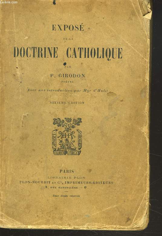 EXPOSE DE LA DOCTRINE CATHOLIQUE