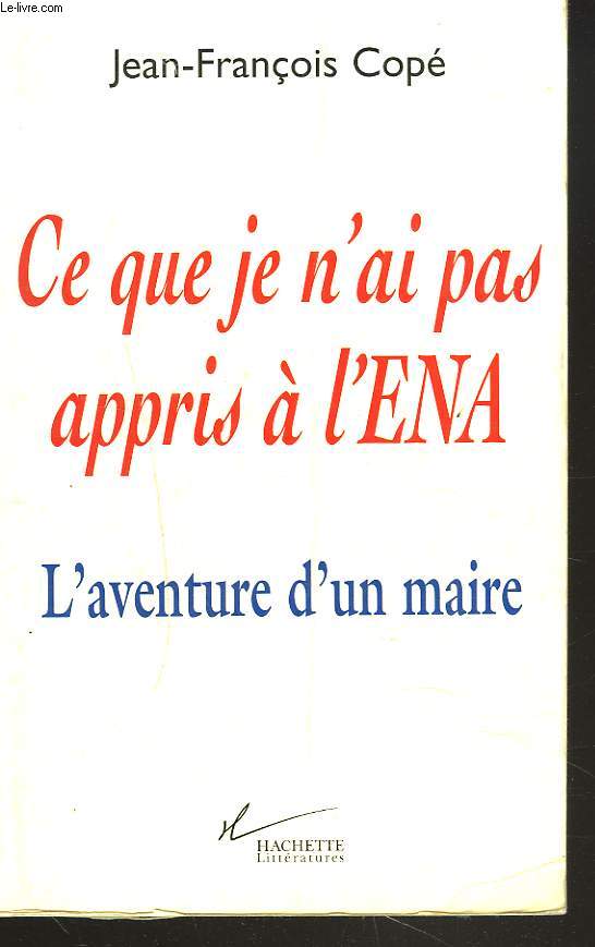 CE QUE JE N'AI PAS APPRIS A L'ENA. L'AVENTURE D'UN MAIRE.