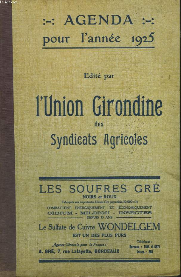 AGENDA POUR L'ANNEE 1925