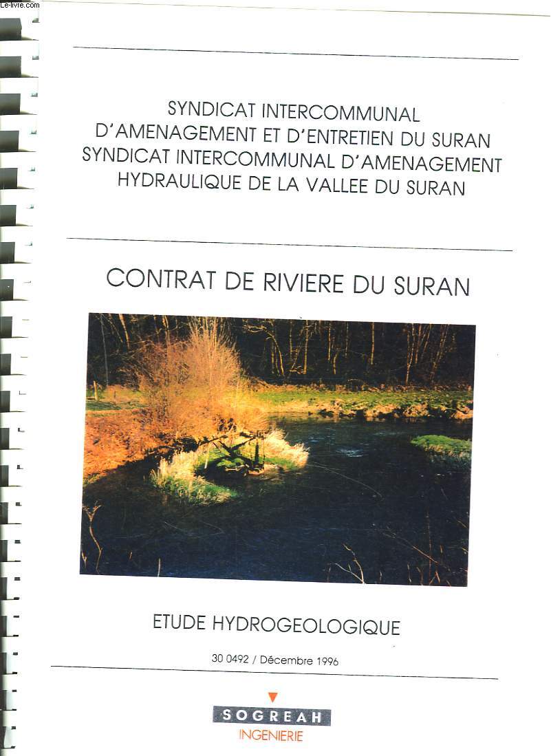 CONTRAT DE RIVIERE DU SURAN. ETUDE HYDROGEOLOGIQUE.