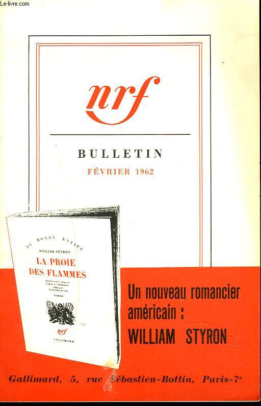 BULLETIN NRF, N167, FEVRIER 1962. L'APRES-MIDI DE MARGURITE DURAS/ LA PAROLE DE RENE CHAR / LE VRAI KHROUCHTCHEV.