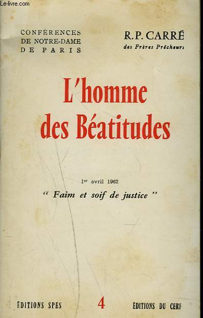 L'HOMME DES BEATITUDES. 1er AVRIL 1962. 