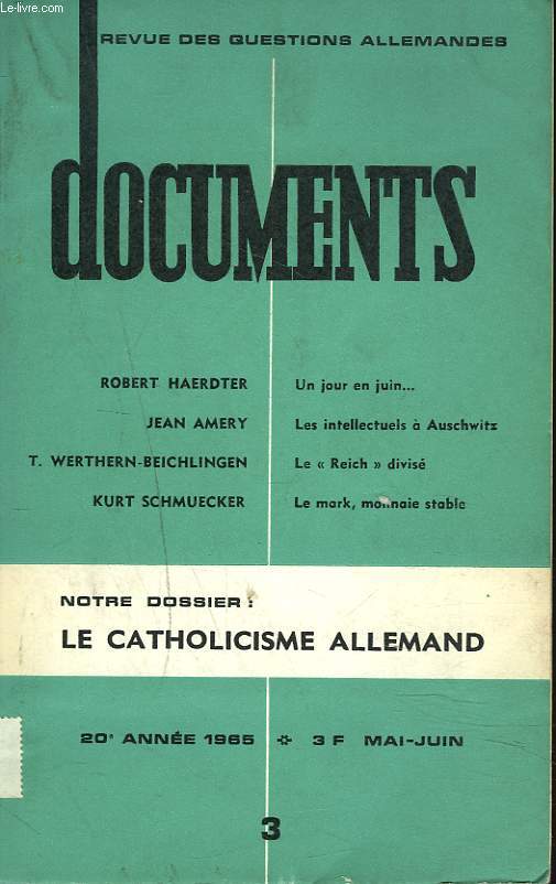 REVUE DES QUESTIONS ALLEMANDES. MAI-JUIN 1965. DOSSIER : LE CATHOLICISME ALLEMAND
