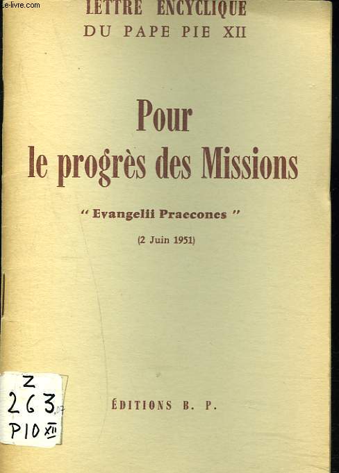 POUR LE PROGRES DES MISSIONS 