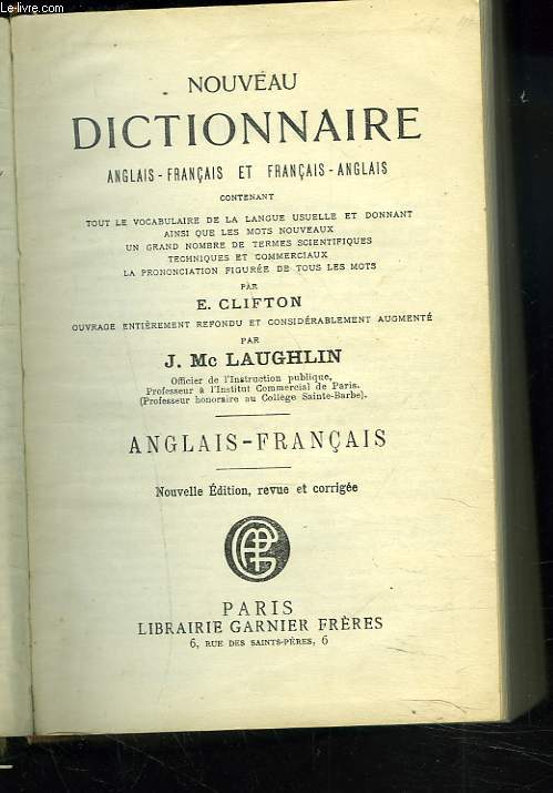 NOUVEAU DICTIONNAIRE ANGLAIS-FRANCAIS ET FRANCAIS-ANGLAIS.