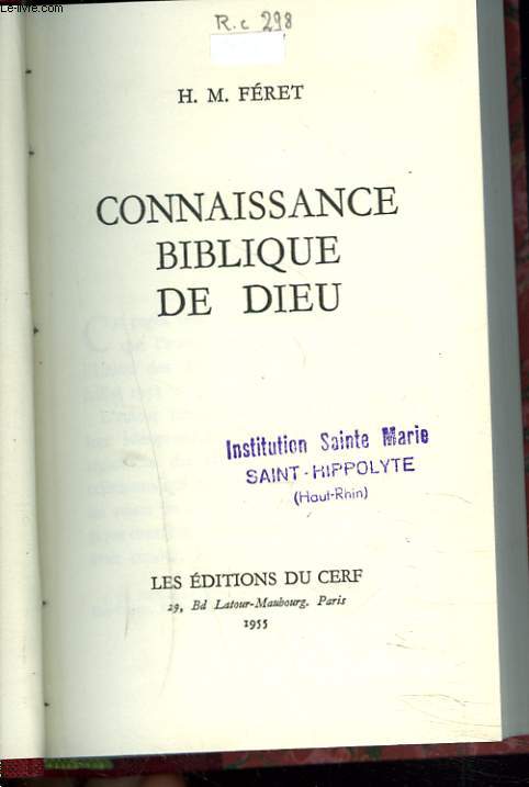 CONNAISSANCE BIBLIQUE DE DIEU