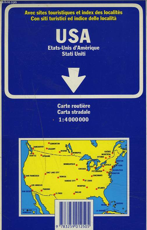 CARTE ROUTIERE USA. ETATS-UNIS D'AMERIQUE.