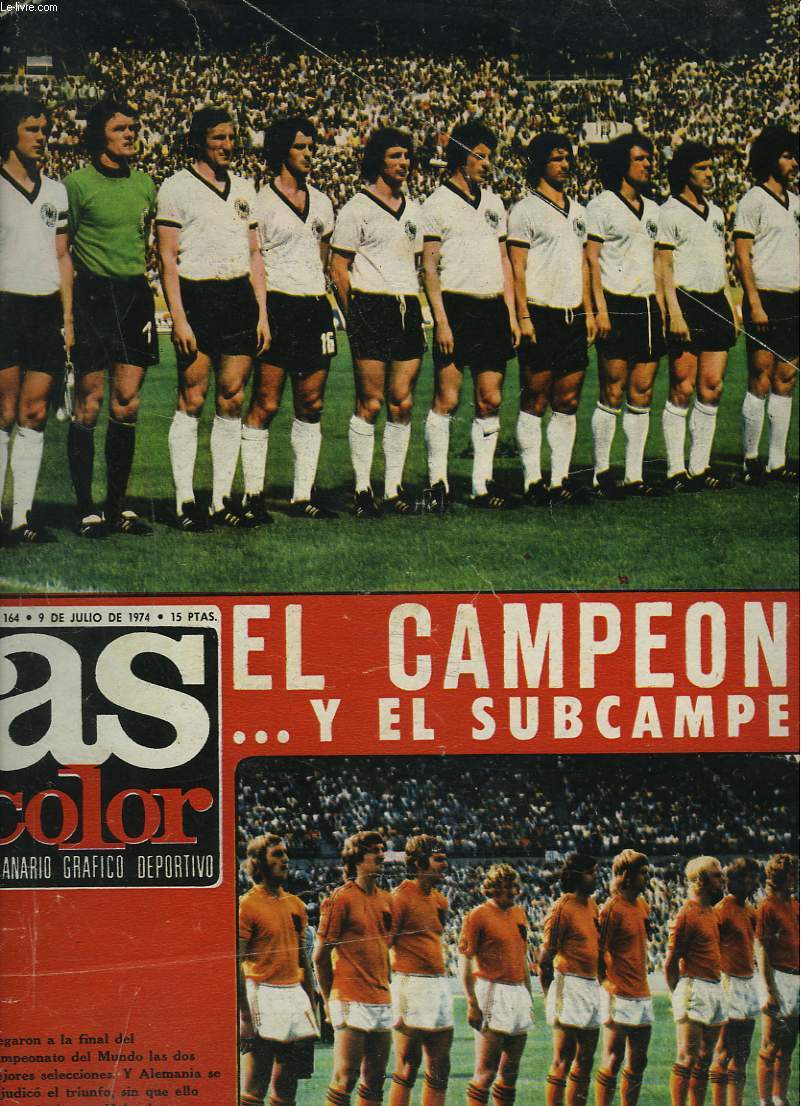 AS COLOR, SEMANARIO GRAFICO DEPORTIVO N164, 9 JULIO DE 1974. EL CAMPEON... Y EL SUBCAMPEON.