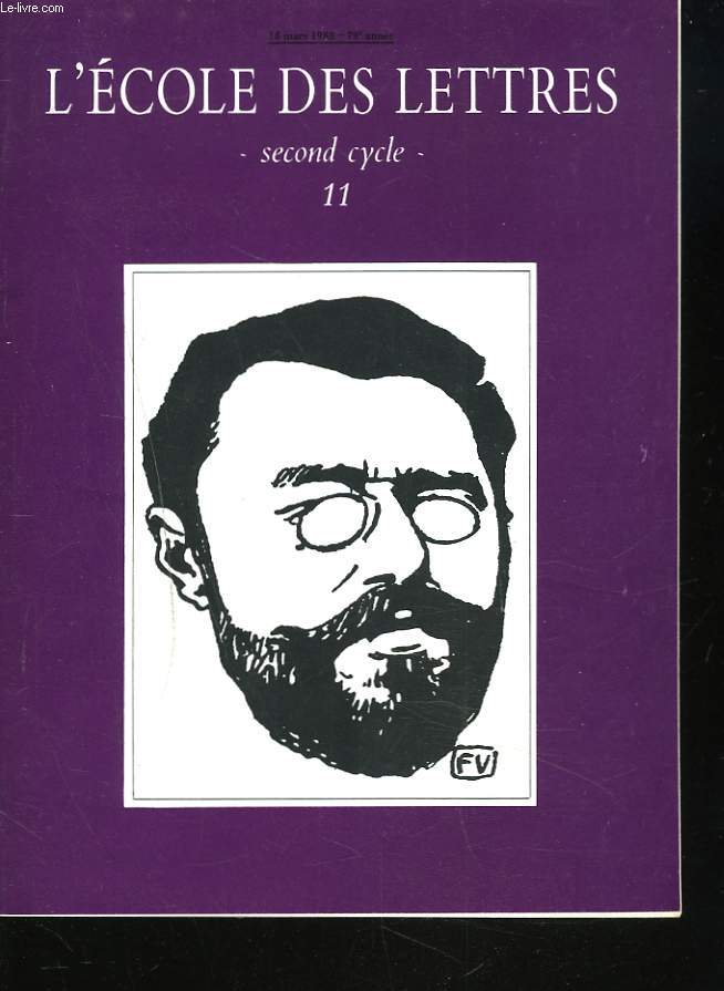 L'ECOLE DES LETTRES, SECOND CYCLE, N11, 15 MARS 1988. SCISSION DU SIGNE DANS 