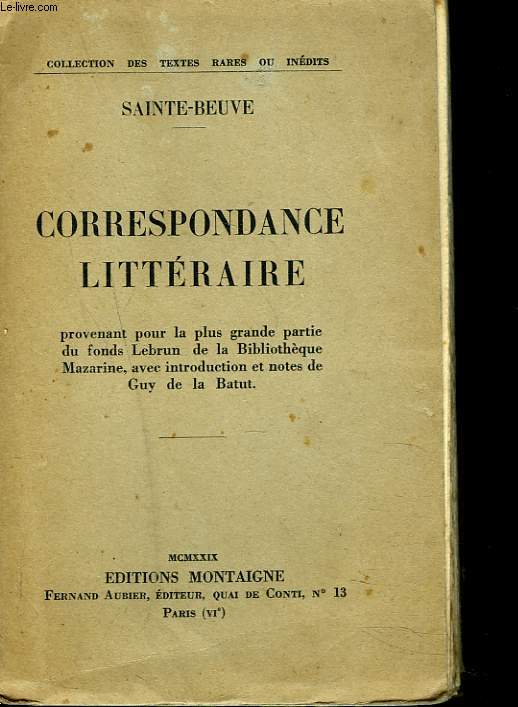 CORRESPONDANCE LITTERAIRE.