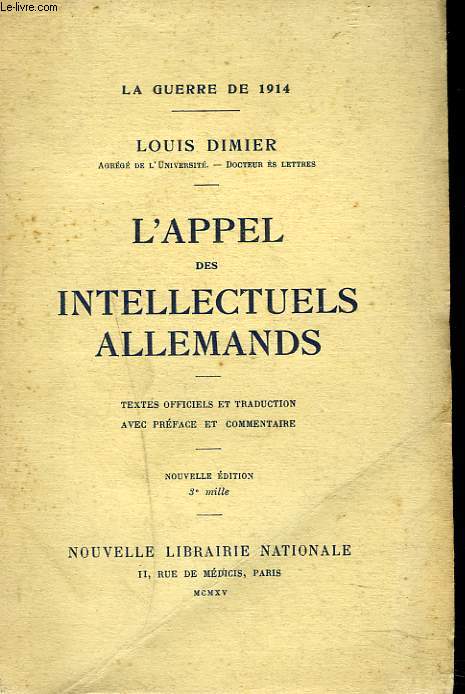 L'APPEL DES INTELLECTUELS ALLEMANDS.